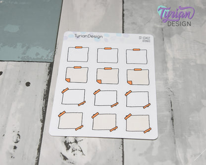 Sticky Note Stickers |12 Stickers | 1" x1" Each | Various Colors