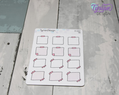 Sticky Note Stickers |12 Stickers | 1" x1" Each | Various Colors