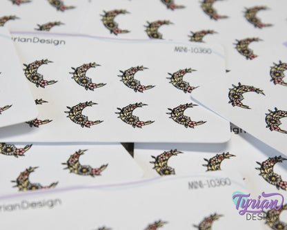 Mini Spring Moon Stickers | Mini Sheet of Flower Moons | 10 Stickers | .6 x .65" each | 3.375" x 2.125" Mini Sheet | White or Clear Matte