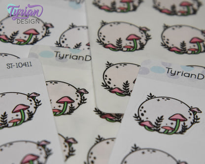 Pink Moon Stickers | Full Mushroom Moon | 9 Stickers per sheet | 1.1 x 1" Sticker size | | 3.5 x 4.5" Sheet | White or Clear Matte