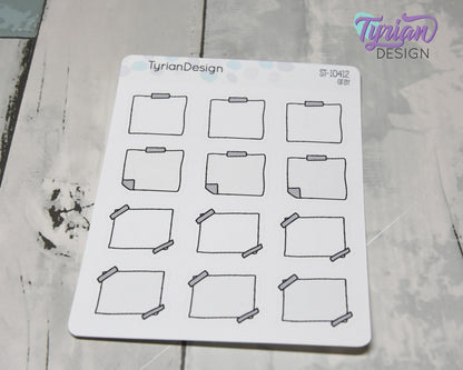 Sticky Note Stickers |12 Stickers | 1" x1" Each | Various Colors