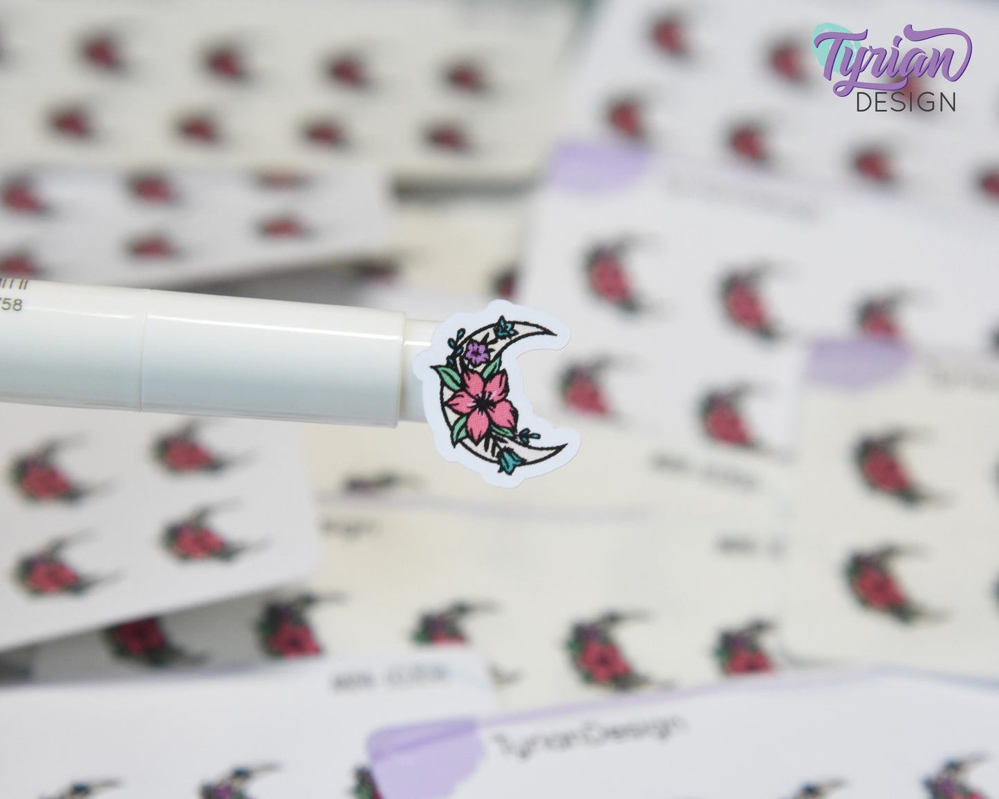 Mini Moon Stickers | Mini Sheet of Spring Moon | 10 Stickers | .6 x .64" each | 3.375" x 2.125" Mini Sheet | White or Clear Matte