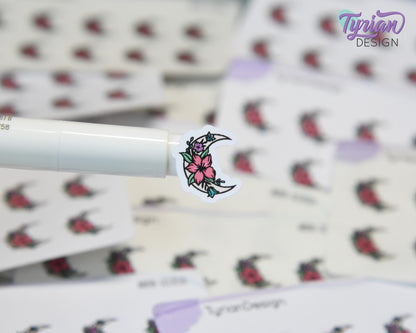 Mini Moon Stickers | Mini Sheet of Spring Moon | 10 Stickers | .6 x .64" each | 3.375" x 2.125" Mini Sheet | White or Clear Matte