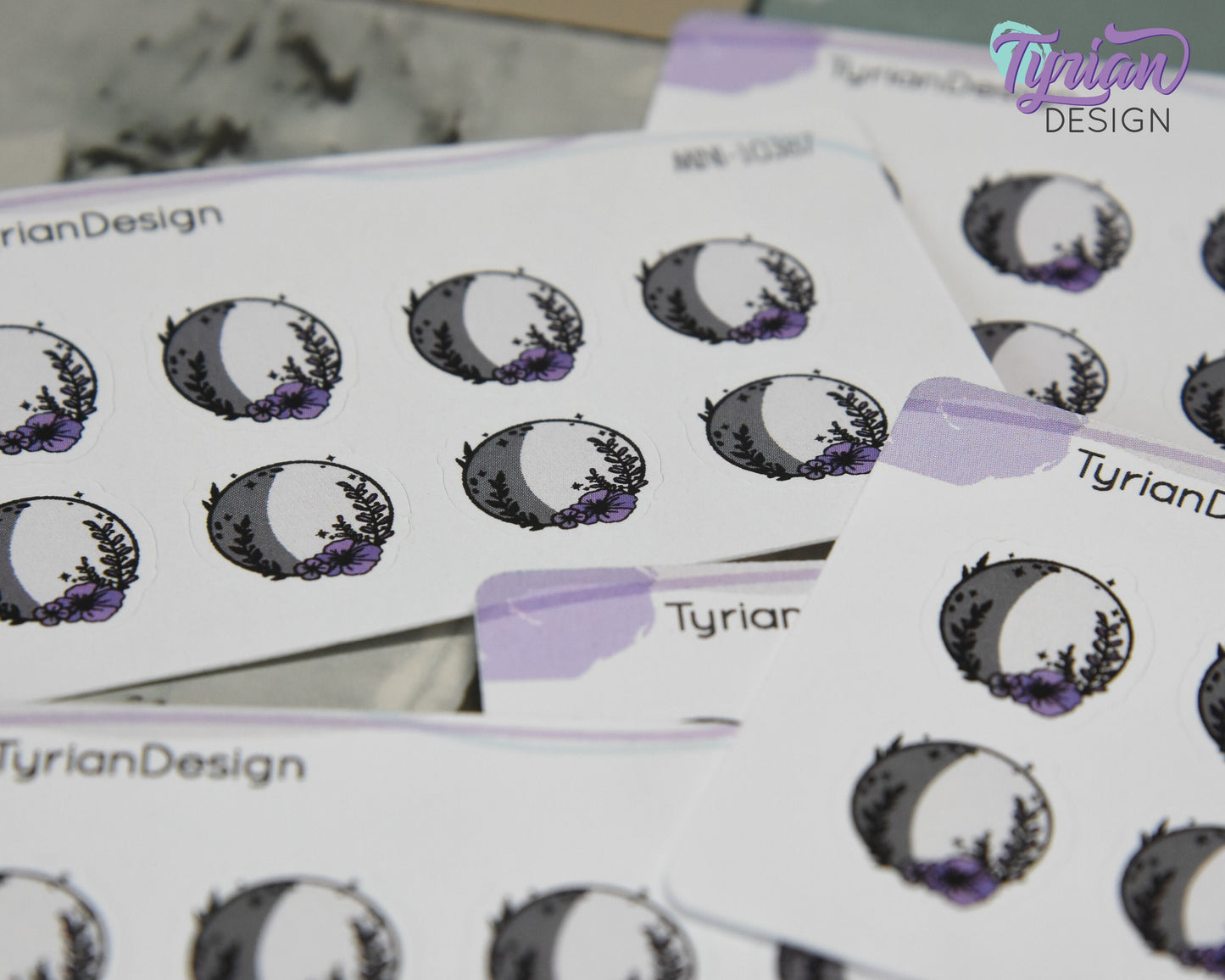 Mini Moon Stickers | Mini Sheet of Waxing Gibbus  Moon | 8Stickers | .65 x .65" each | 3.375" x 2.125" Mini Sheet | White or Clear Matte
