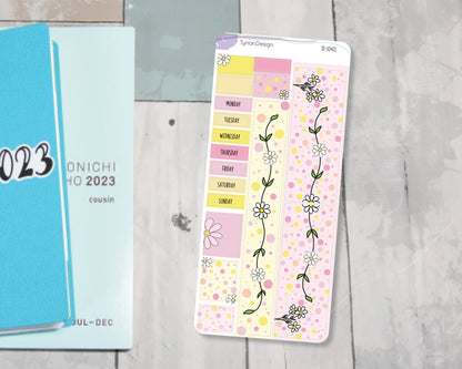Pink Daisy Monthly Kit | Hobonichi Weeks | 17 Stickers