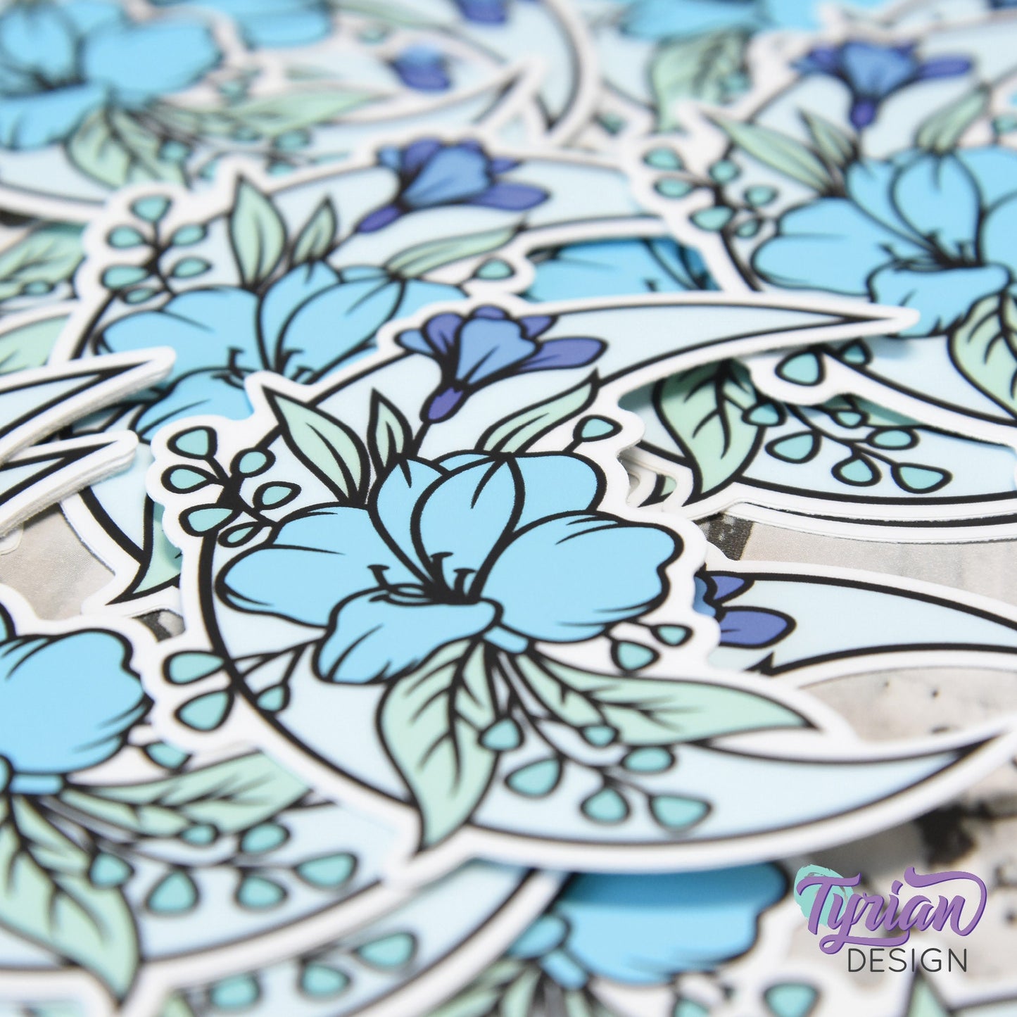 Blue Moon Vinyl Sticker | High quality weather proof vinyl | 3 x 3" | Monotone Moon | Pastel sticker | Shades of Blue