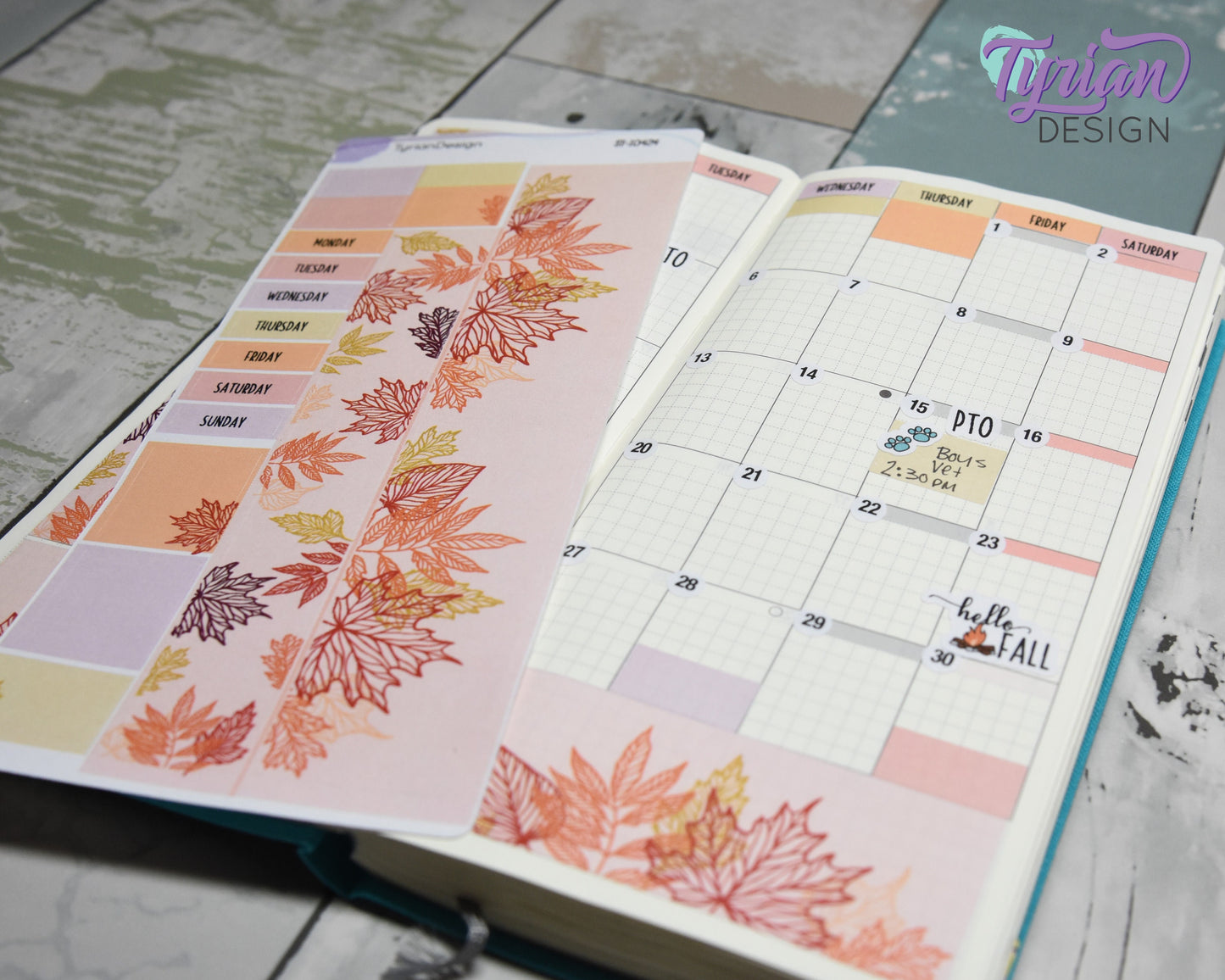 Fall Leaves Monthly Kit | Hobonichi Weeks | 17 Stickers