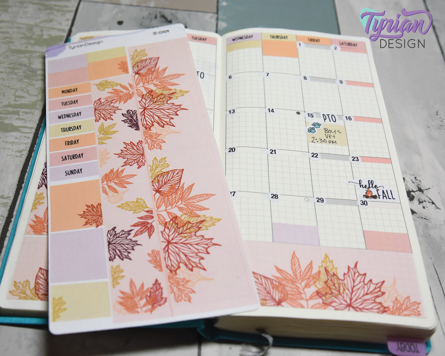 Fall Leaves Monthly Kit | Hobonichi Weeks | 17 Stickers