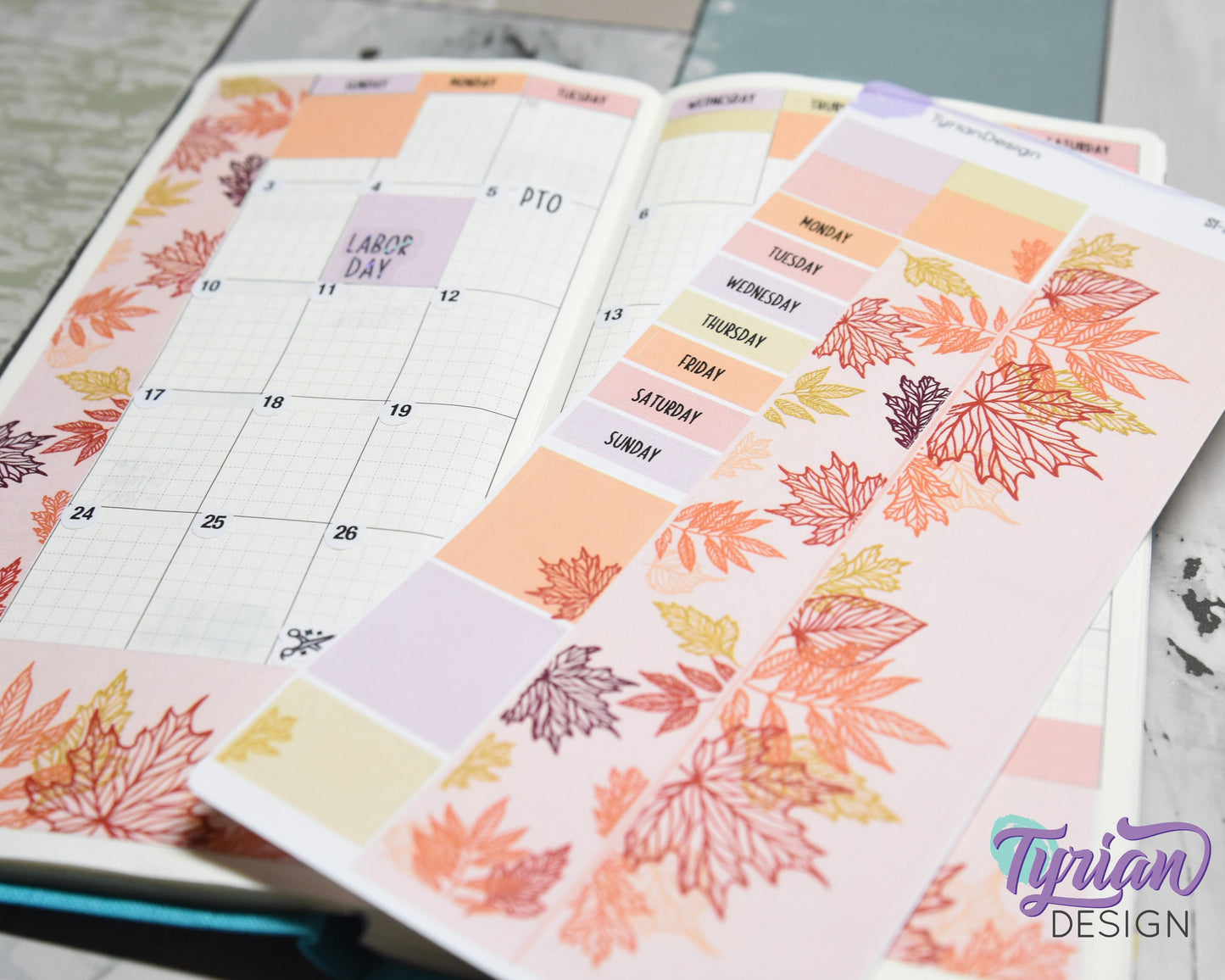 Fall Leaves Monthly Kit | Hobonichi Weeks | 17 Stickers