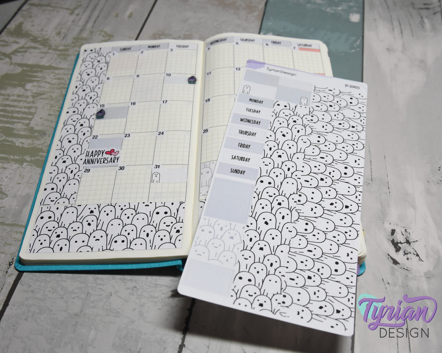Ghosts Halloween Monthly Kit | Hobonichi Weeks | 17 Stickers