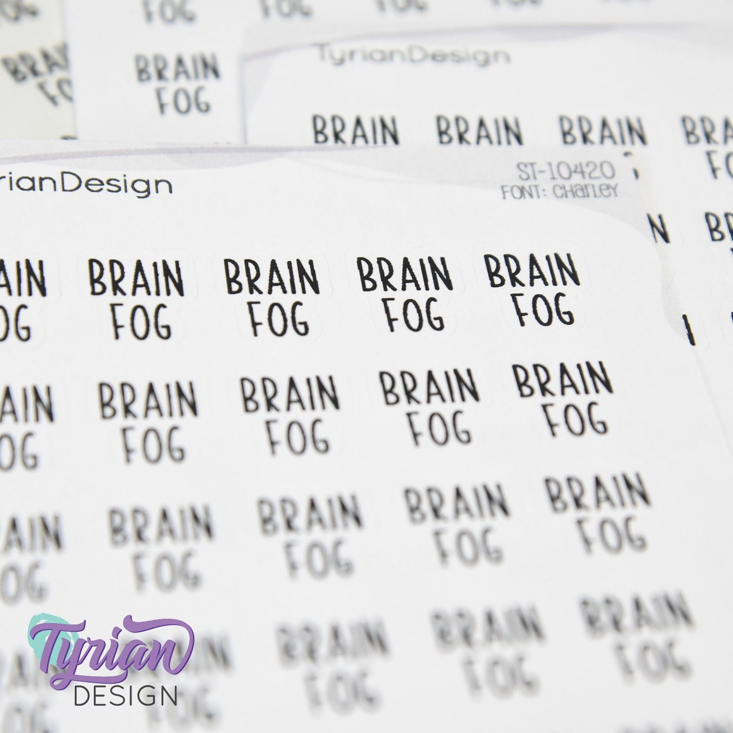 Brain Fog Sticker | 25 Stickers | .52" x .61" Each | Charley Font