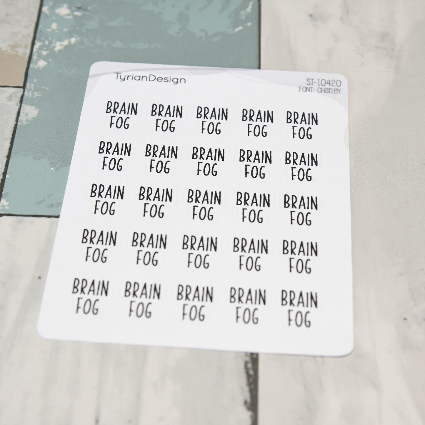 Brain Fog Sticker | 25 Stickers | .52" x .61" Each | Charley Font