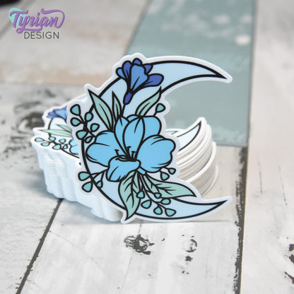 Blue Moon Vinyl Sticker | High quality weather proof vinyl | 3 x 3" | Monotone Moon | Pastel sticker | Shades of Blue