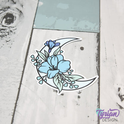 Blue Moon Vinyl Sticker | High quality weather proof vinyl | 3 x 3" | Monotone Moon | Pastel sticker | Shades of Blue