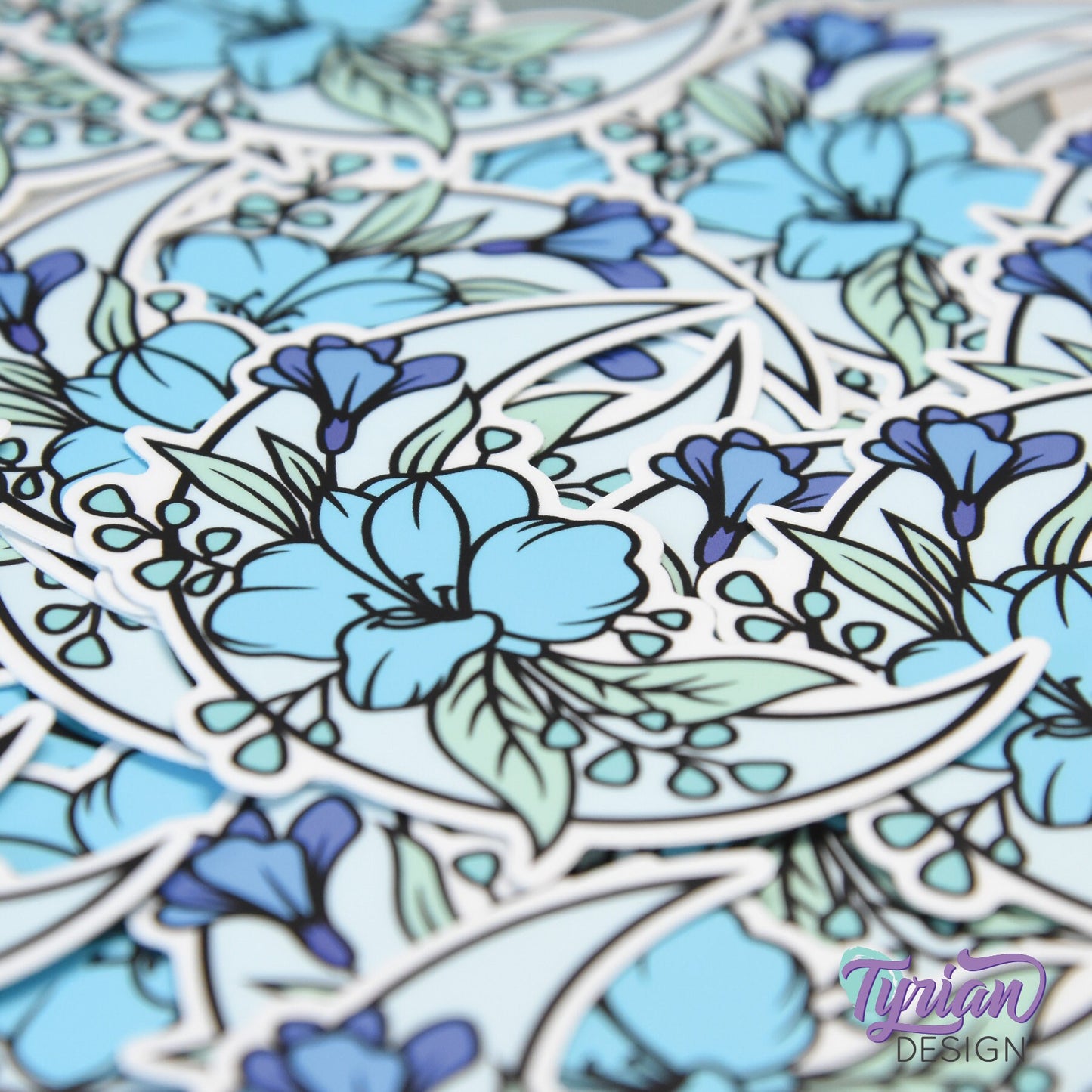 Blue Moon Vinyl Sticker | High quality weather proof vinyl | 3 x 3" | Monotone Moon | Pastel sticker | Shades of Blue