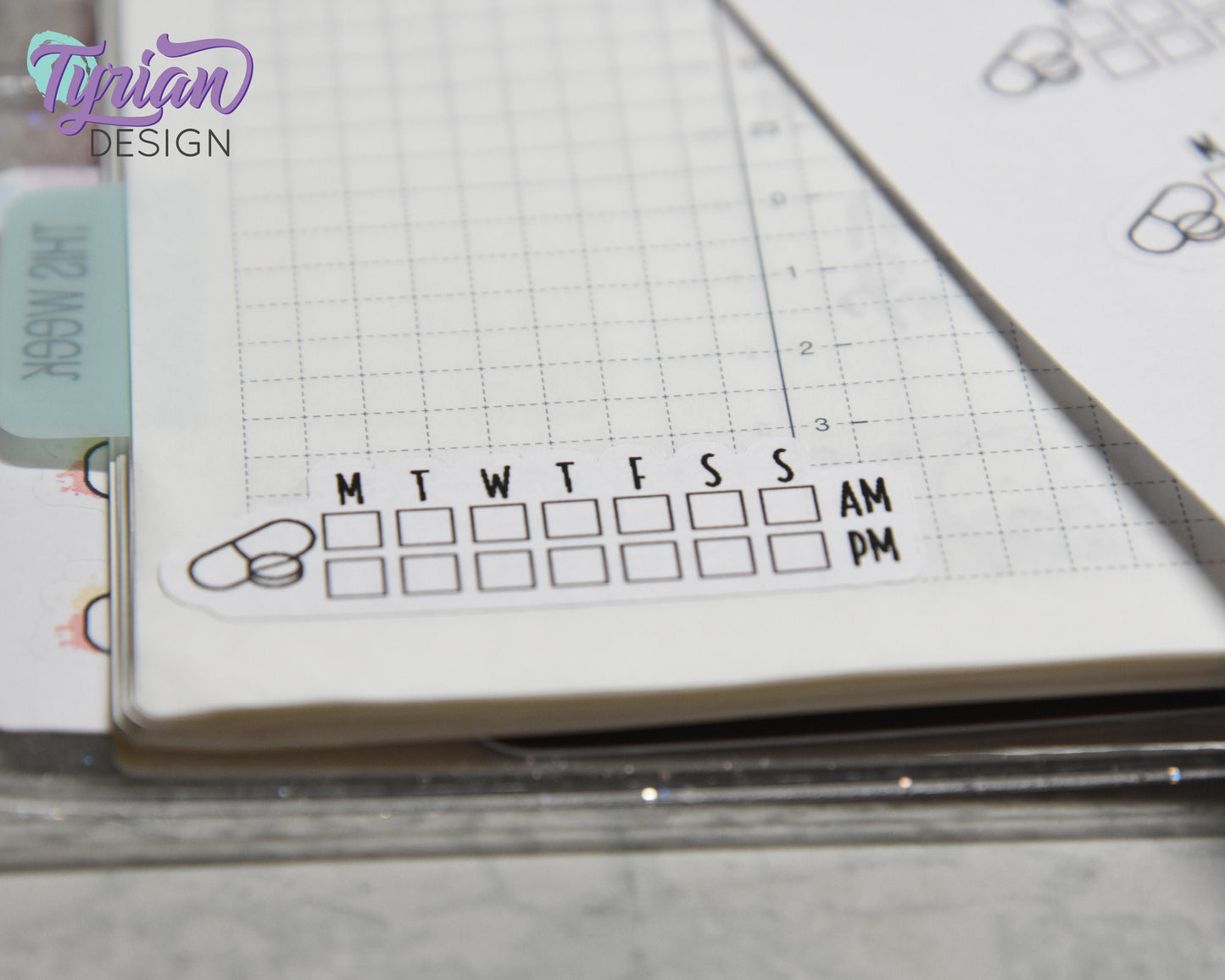 Medicine Weekly AM PM Tracker Sticker | 18 stickers | 1.75 x .6" Each | Font Charley