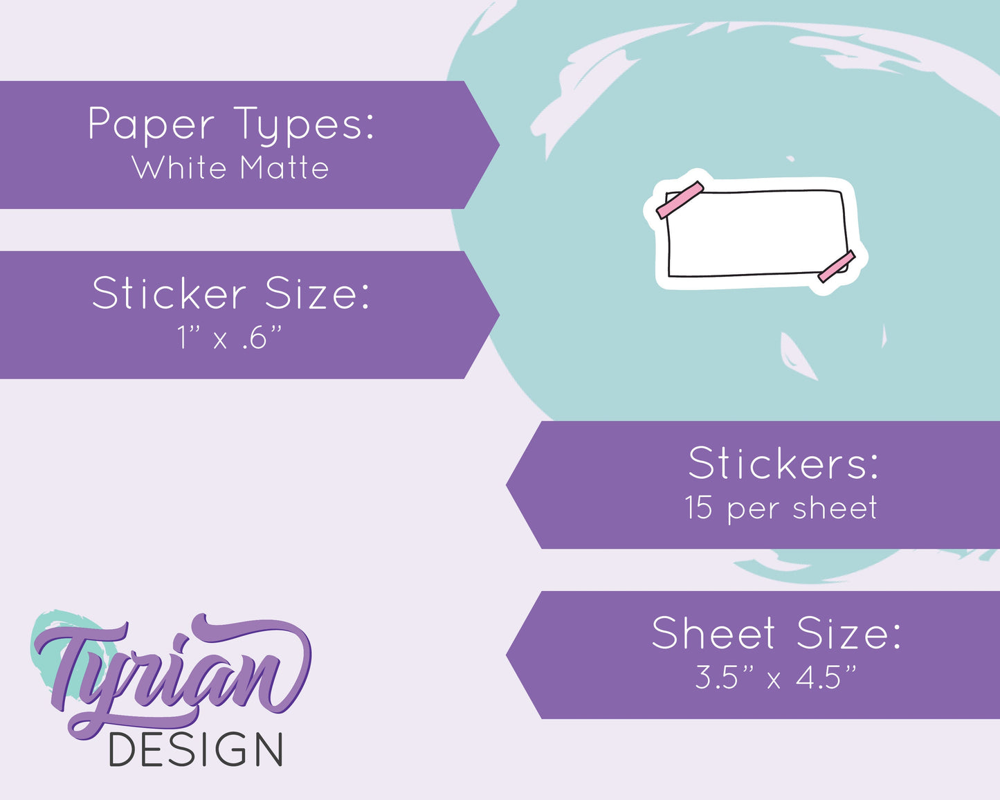 Sticky Note Stickers | 15 Stickers | 1" x .6" Each | Various Colors