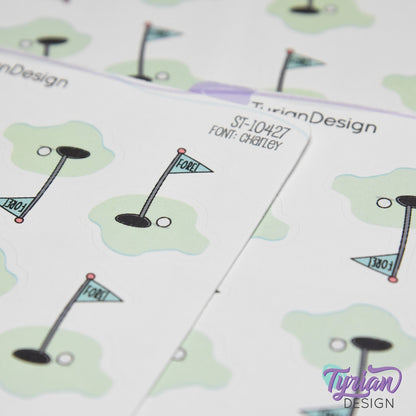 Golf Stickers | 9 Stickers per sheet | 1 x 1.3" each.