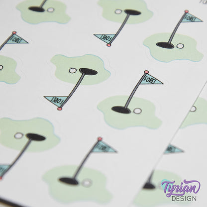 Golf Stickers | 9 Stickers per sheet | 1 x 1.3" each.