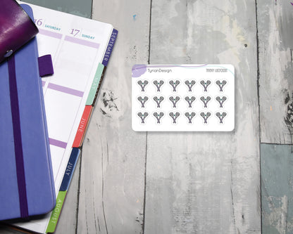 Lacrosse Stickers | Tiny Lacrosse stick stickers | Mini sheet | 18 stickers | .45 x .48" each | Lacrosse icon | White or Clear Matte