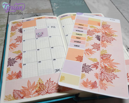 Fall Leaves Monthly Kit | Hobonichi Weeks | 17 Stickers