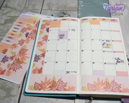 Fall Leaves Monthly Kit | Hobonichi Weeks | 17 Stickers