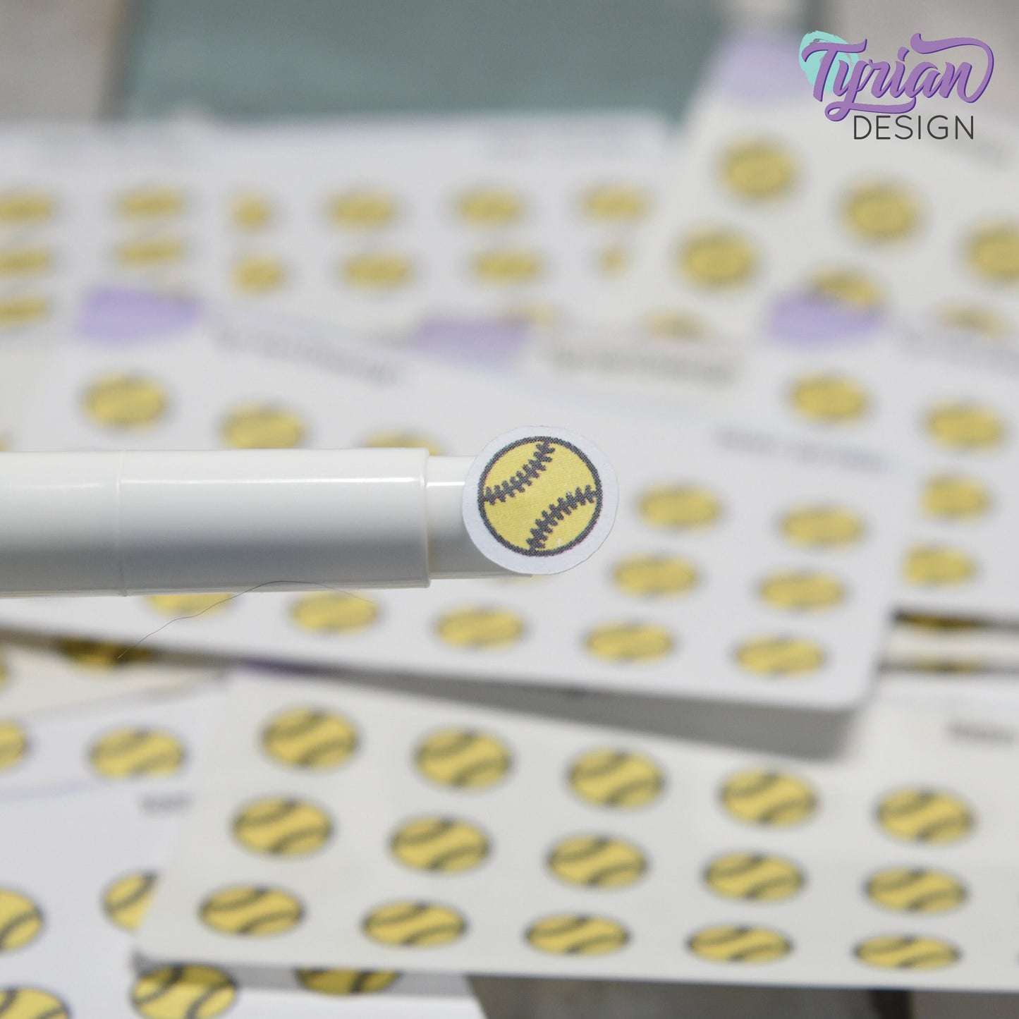Softball Stickers | Tiny Softball stickers | Mini sheet | 18 stickers | .45 x .45" each | Softball icon | White or Clear Matte