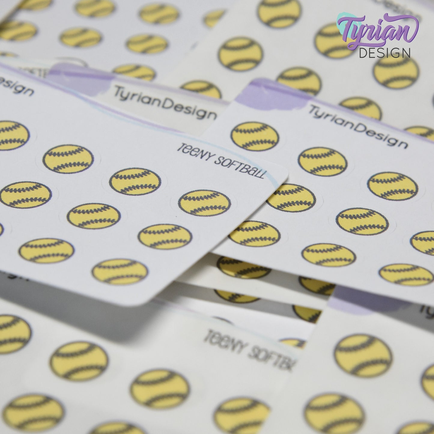 Softball Stickers | Tiny Softball stickers | Mini sheet | 18 stickers | .45 x .45" each | Softball icon | White or Clear Matte