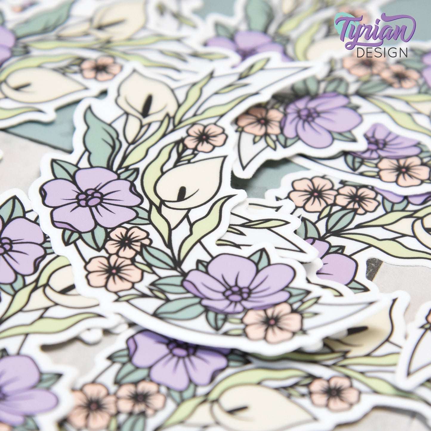 Pastel Calla Lily Moon Vinyl Sticker | High quality weather proof vinyl | 3 x 2.75" | Flower Moon | Pastel sticker | Shades of Spring