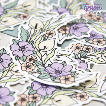 Pastel Calla Lily Moon Vinyl Sticker | High quality weather proof vinyl | 3 x 2.75" | Flower Moon | Pastel sticker | Shades of Spring