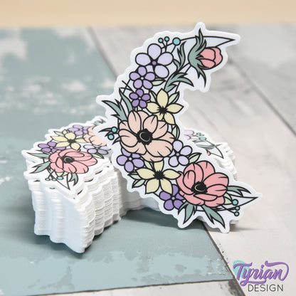 Pastel Summer Moon Vinyl Sticker | High quality weather proof vinyl | 3 x 2.75" | Flower Moon | Pastel sticker | Shades of Summer