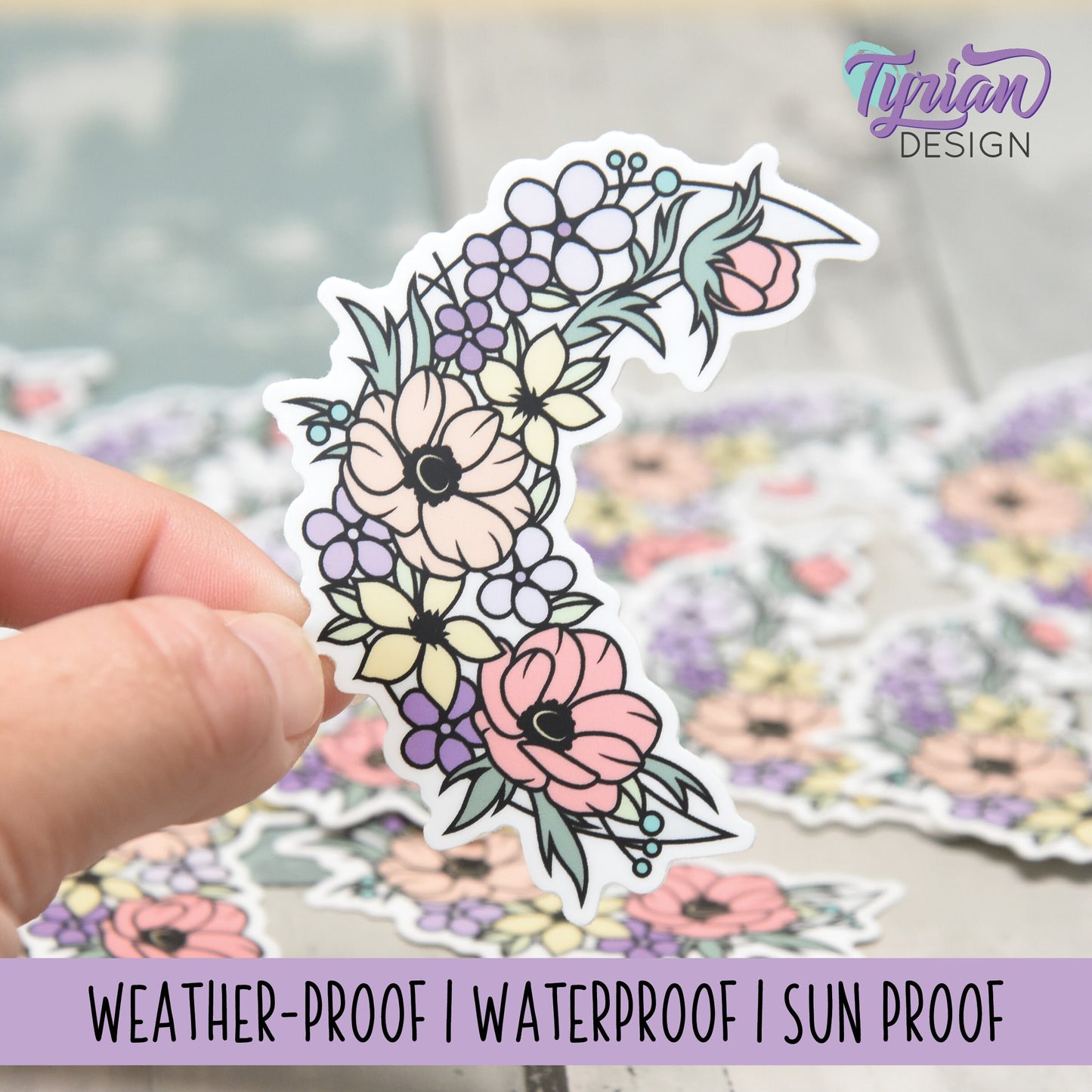 Pastel Summer Moon Vinyl Sticker | High quality weather proof vinyl | 3 x 2.75" | Flower Moon | Pastel sticker | Shades of Summer