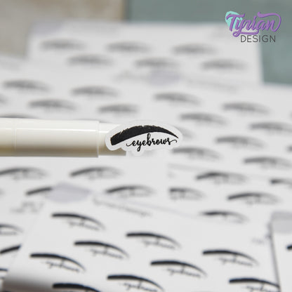 Eyebrow Stickers | Mini Sheet of Eyebrow Appointment | 12 Stickers | .84 x .4" each | 3.375" x 2.125" Mini Sheet | White or Clear Matte