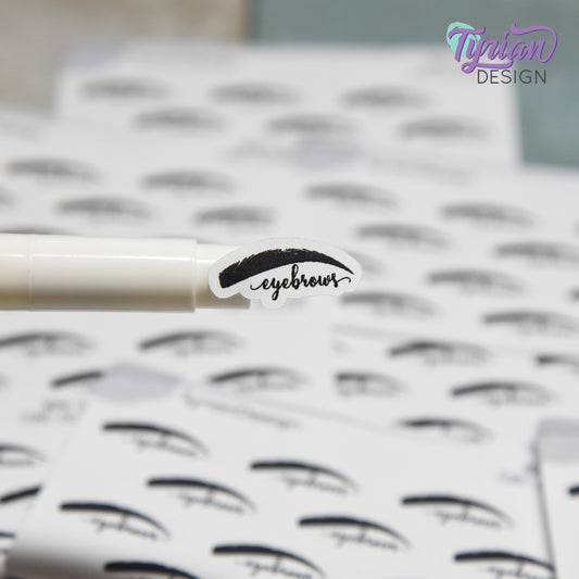 Eyebrow Stickers | Mini Sheet of Eyebrow Appointment | 12 Stickers | .84 x .4" each | 3.375" x 2.125" Mini Sheet | White or Clear Matte