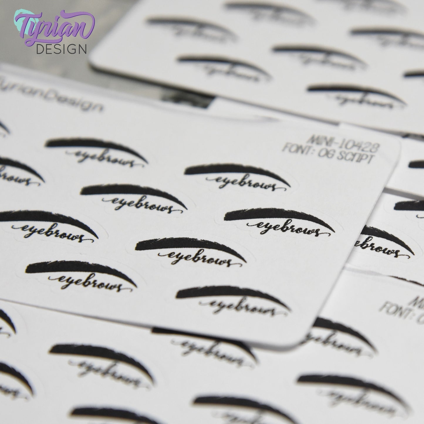 Eyebrow Stickers | Mini Sheet of Eyebrow Appointment | 12 Stickers | .84 x .4" each | 3.375" x 2.125" Mini Sheet | White or Clear Matte