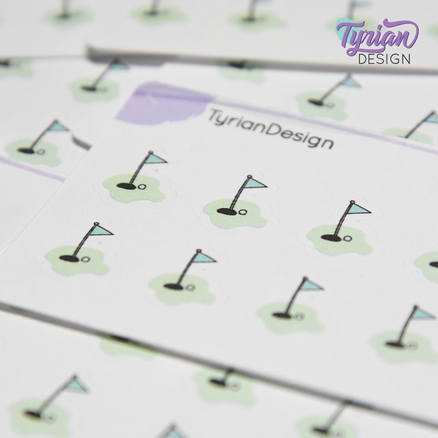 Golf Stickers | Mini Sheet of Golf Tee Time | 10 Stickers | .5 x .6" each | 3.375" x 2.125" Mini Sheet | White or Clear Matte