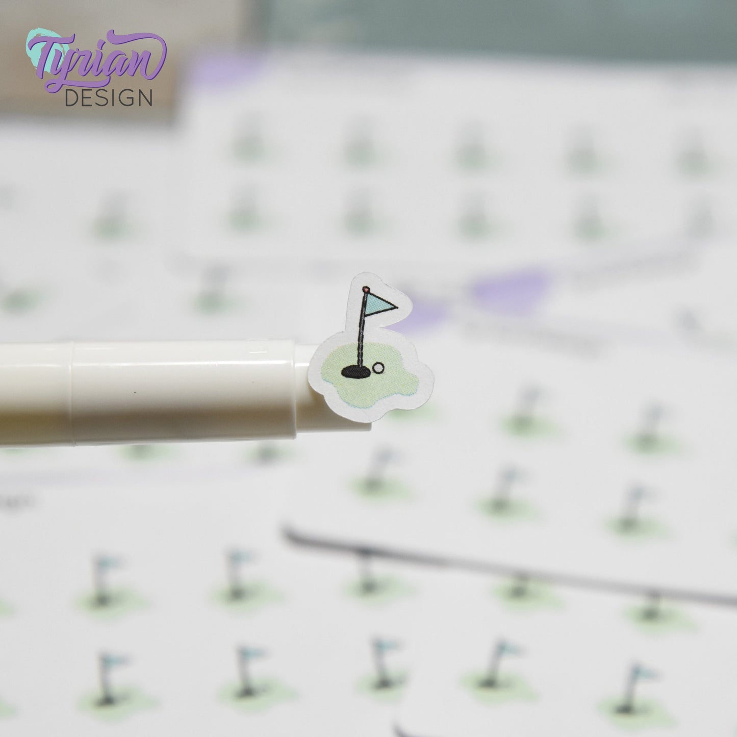 Golf Stickers | Mini Sheet of Golf Tee Time | 10 Stickers | .5 x .6" each | 3.375" x 2.125" Mini Sheet | White or Clear Matte