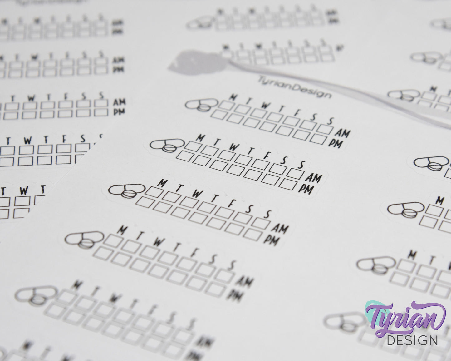 Medicine Weekly AM PM Tracker Sticker | 18 stickers | 1.75 x .6" Each | Font Charley