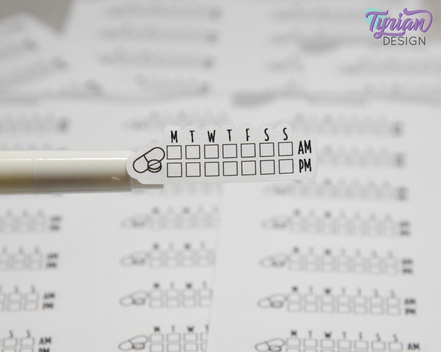 Medicine Weekly AM PM Tracker Sticker | 18 stickers | 1.75 x .6" Each | Font Charley