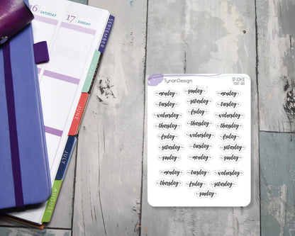 Days of the week Stickers | 28 Stickers | Gigi Font