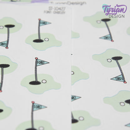 Golf Stickers | 9 Stickers per sheet | 1 x 1.3" each.