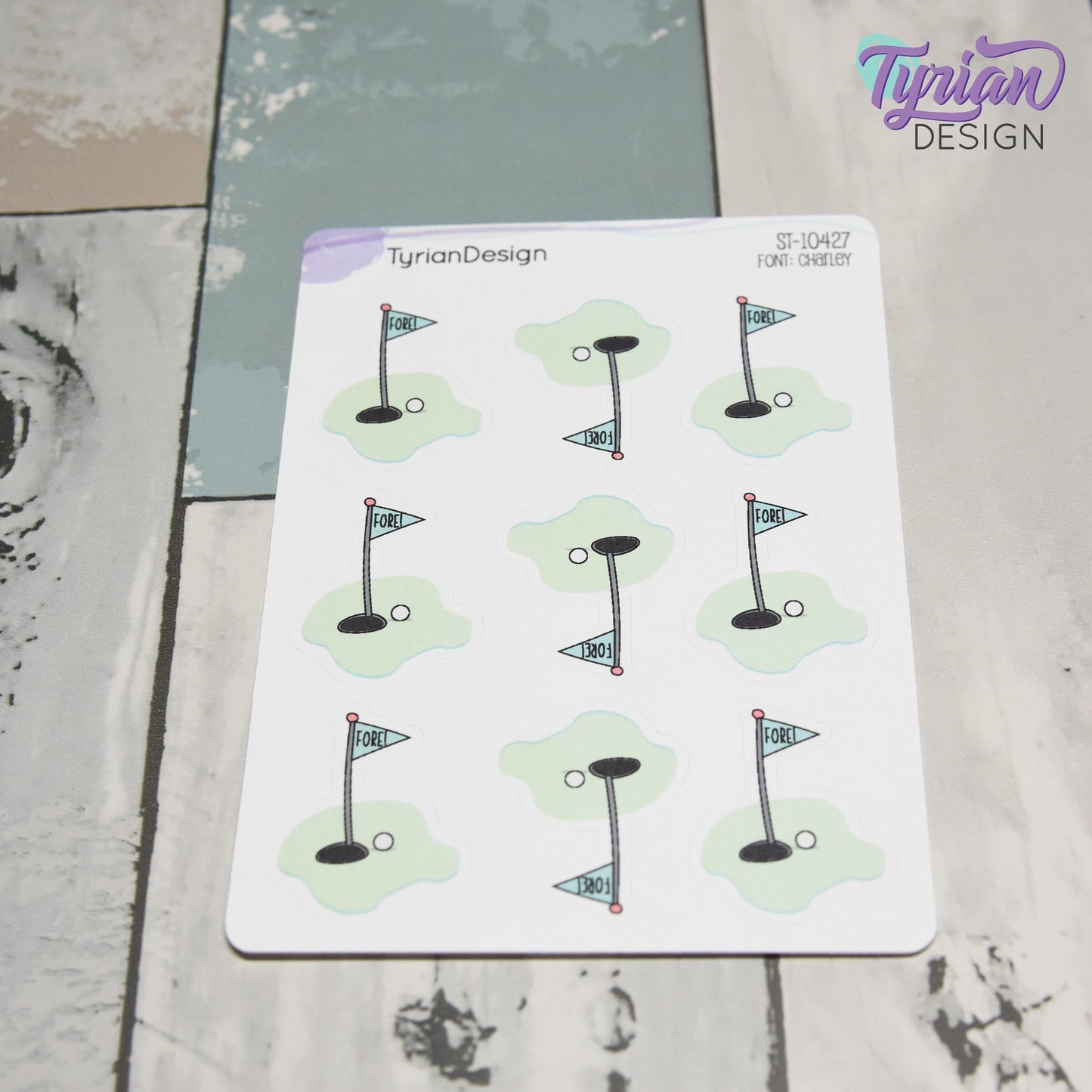 Golf Stickers | 9 Stickers per sheet | 1 x 1.3" each.