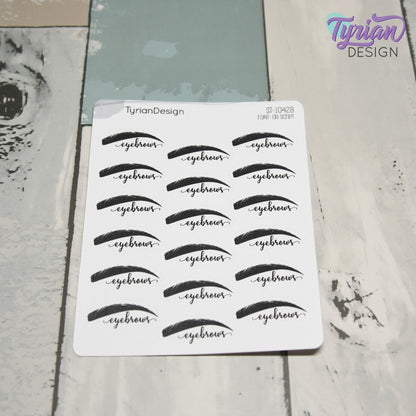 Eyebrow Stickers |  18 Stickers per sheet | 1.2 x .5" Each
