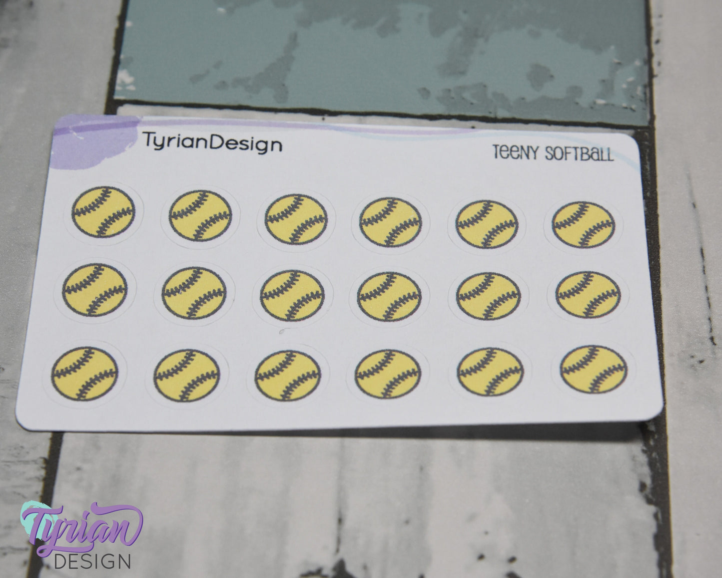 Softball Stickers | Tiny Softball stickers | Mini sheet | 18 stickers | .45 x .45" each | Softball icon | White or Clear Matte