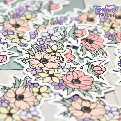 Pastel Summer Moon Vinyl Sticker | High quality weather proof vinyl | 3 x 2.75" | Flower Moon | Pastel sticker | Shades of Summer