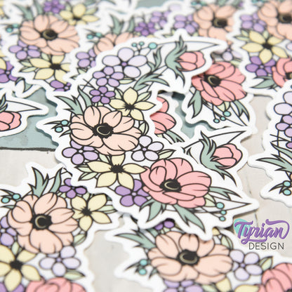 Pastel Summer Moon Vinyl Sticker | High quality weather proof vinyl | 3 x 2.75" | Flower Moon | Pastel sticker | Shades of Summer