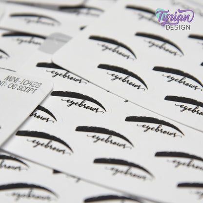 Eyebrow Stickers | Mini Sheet of Eyebrow Appointment | 12 Stickers | .84 x .4" each | 3.375" x 2.125" Mini Sheet | White or Clear Matte