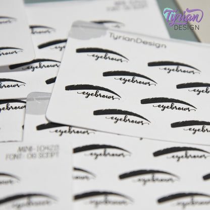 Eyebrow Stickers | Mini Sheet of Eyebrow Appointment | 12 Stickers | .84 x .4" each | 3.375" x 2.125" Mini Sheet | White or Clear Matte