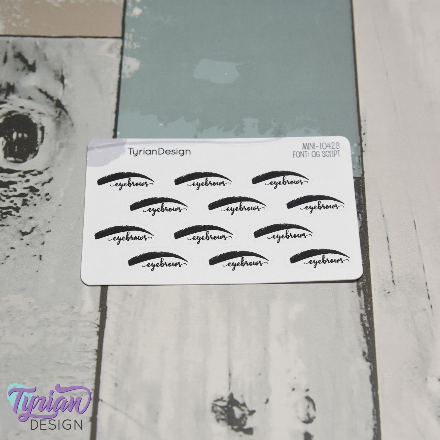 Eyebrow Stickers | Mini Sheet of Eyebrow Appointment | 12 Stickers | .84 x .4" each | 3.375" x 2.125" Mini Sheet | White or Clear Matte