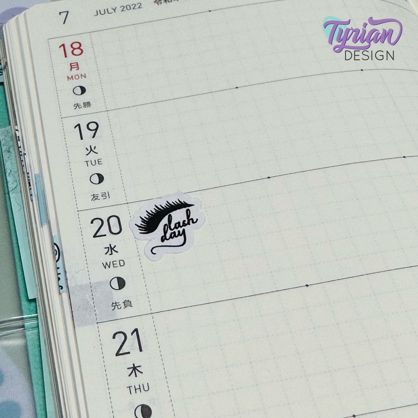 Lash Day Stickers | Mini Sheet of Eye Lash Appointment | 15 Stickers | .51 x .47" each | 3.375" x 2.125" Mini Sheet | White or Clear Matte